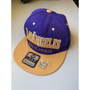 Vintage LOGA Ballcap Snap Back Hat Los Angeles Lakers Purple Gold Y2K Streetware
